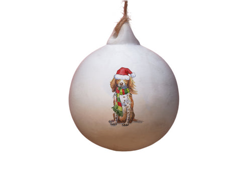 Sprocker Red & White Ceramic Bauble